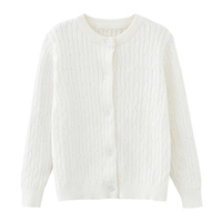 Mädchen Winter Baumwoll-Strickjacke Atmungsaktiver Lässiger Langarm-Knopfverschluss V-Ausschnitt mit Individuellem Logo