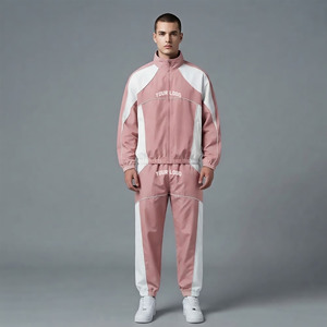 Conjunto de Chaqueta y Pantalones de Algodón con Capucha para Hombre, Estilo Urbano, Cortavientos, Oversize, con Cremallera, Chándal Holgado, Venta al por Mayor Personalizada - Product Image 1