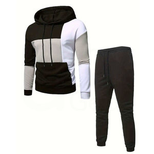 Nueva llegada invierno correr Jogging chándales hombres mujeres sólido ropa deportiva con capucha Joggers conjunto rompevientos 100% algodón - Product Image 1