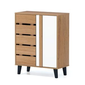 Zapatero de Estilo Rústico Natural+Blanco de 29.5 Pulgadas, 4 Niveles, 3 Capas Ajustables con 9 Configuraciones de Altura, 9 Soportes para Zapatos - Product Image 3