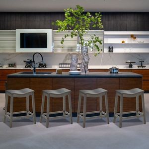 Ensemble de 2 tabourets de bar avec pieds en bois de caoutchouc durable - Product Image 4