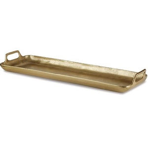 Modern Polished Stainless Steel <b>Hammered</b> Irregular Tray Riveted <b>Loop</b> Handles High-Luster Metal Platter Metal Handicraft - Product Image 3