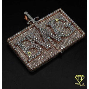 Pendentif personnalisé « BWG » en argent sterling 925 avec diamant moissanite, collier hip hop pour homme et femme - Product Image 2