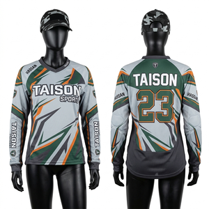 Camiseta de Paintball para Mujer, Transpirable, de Malla de Poliéster, Naranja y Negra, con Panel de Camuflaje Digital, Logotipo Personalizado por Sublimación - Product Image 5