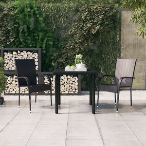 Set da Pranzo da Giardino in Rattan PE Nero e Acciaio Verniciato a Polvere con Vetro - Product Image 1