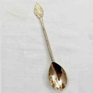 Cuillère à thé élégante en laiton avec manche en forme de branche dorée, compatible lave-vaisselle, pour mariage, dîner, dessert, faite à la main - Product Image 4