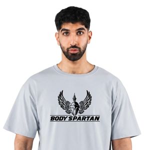 เสื้อยืดโอเวอร์ไซส์สีเทาอ่อนสำหรับผู้ชาย ผ้าฝ้ายเนื้อนุ่ม ทรงหลวม คอกลม สวมใส่สบายทุกวัน สไตล์สตรีทแฟชั่น - Product Image 2