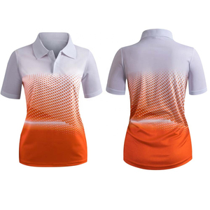 OEM Custom Designed <b>Ladies</b> Casual Sports Golf for Shirt Sportswear Knitted 100% Cotton Short Sleeve Outdoor Print 2 Buttons - Product Image 2