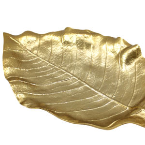 Plateau de service classique en aluminium moulé, plaqué nickel doré brillant, en forme de feuille, fait main, personnalisé - Product Image 5
