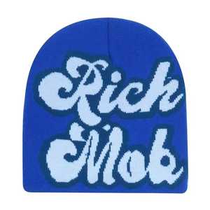Gorro de Punto Jacquard Rich Mob, Transpirable, Impermeable, Rayas Naranja y Amarillo, Unisex, Estilo Urbano, Casual, Invierno, 56-58CM - Product Image 3