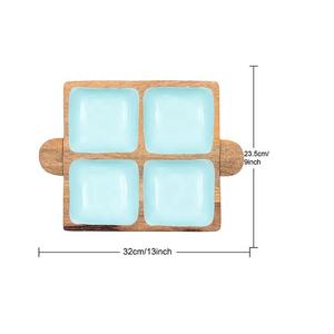 Vente chaude Taille Personnalisée Plateau Carré En Bois Naturel Écologique 4 Portions Plateau De Service De Fruits Secs Haut-Marquage Spécial Décoratif - Product Image 4