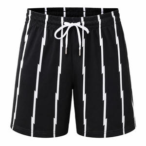 <b>Men's</b> Striped Athletic <b>Shorts</b> With Side Stripe Casual Sportwear Black <b>White</b> Pattern <b>Short</b> Length - Product Image 3