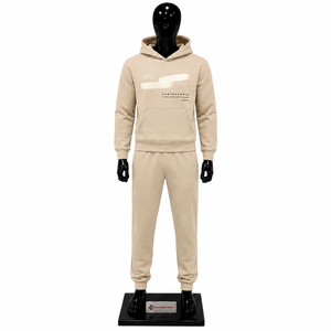 Conjunto Deportivo Beige para Hombre, Sudadera con Capucha Estampada y Pantalones Jogger, Ropa Deportiva Informal Personalizada al por Mayor, Conjunto de Dos Piezas - Product Image 1