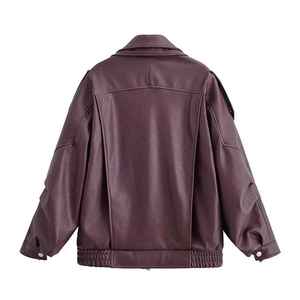 Collection Automne-Hiver Nouveautés : Veste en Similicuir Tendance pour Femme, Veste en Cuir Polyvalente - Product Image 5