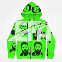 Sudadera con capucha de 410 g/m² de algodón 100% de alto gramaje, estilo oversize, con cremallera, corte holgado y regular, efecto desgastado y lavado ácido, para hombre, ideal para invierno.