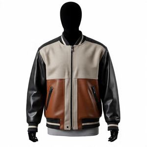 Chaqueta Varsity Personalizada de Mezcla de Lana con Mangas en Contraste, Cierre de Broches, Cuello y Puños Acanalados, Bolsillos Laterales y Diseño Bordado Listo para Usar - Product Image 2