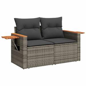 Canapé de jardin en bois d'acacia massif avec rotin PE gris et acier thermolaqué – Mobilier durable et élégant - Product Image 2