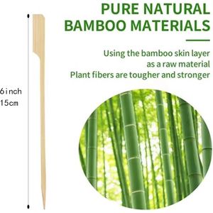 200 Spiedini di Bambù da 6 Pollici per Barbecue, Antipasti, Frutta, Spiedini, Sandwich e Bevande - Product Image 2
