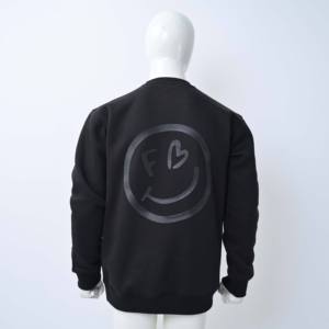 Custom Logo black crewneck sweatshirt premium cotton fleece <b>pullover</b> <b>men</b> oversized fit streetwear manufacturer wholesale supply - Product Image 2