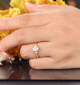 Pear Cut Moissanite Classic Engagement <b>Ring</b> <b>925</b> Sterling <b>Silver</b> Teardrop Solitaire Wedding Promise <b>Ring</b> - Product Image 2