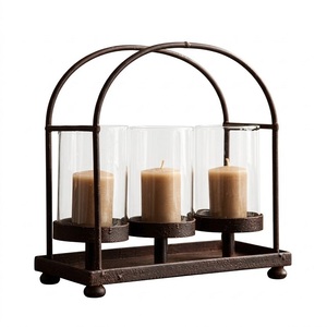 Antique Gold Hand-Casted Metal Construction Horizontal <b>Branch</b> 5-<b>Light</b> Tealight Candle Holder for Table Centerpiece - Product Image 2
