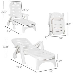 Chaise longue pliante d'extérieur à 5 niveaux réglables en fer et corde avec roues pour plage, patio et piscine - Product Image 3
