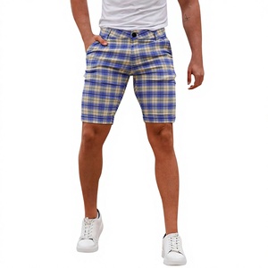 Shorts chino à carreaux personnalisés pour hommes, décontractés, motif écossais, pour le golf, longueur genou, coupe ajustée, bermudas à carreaux, taille boutonnée - Product Image 3