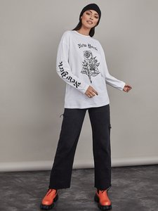 Camiseta de manga larga para mujer, estampado personalizado, calidad premium, transpirable, informal, de algodón, para mujer - Product Image 4