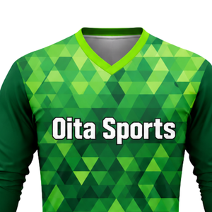 ชุดวอลเลย์บอลชาย สีเขียว-ดำ แบบซับลิเมชั่น เสื้อแขนยาวและกางเกงขาสั้น ชุดกีฬาระบายอากาศได้ดี สำหรับฝึกซ้อมและแข่งขัน - Product Image 4