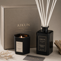 Ensemble de diffuseur d'arômes et bougie parfumée en cire de soja artisanale AIKUN Premium avec boîte cadeau pour mariage ou événement