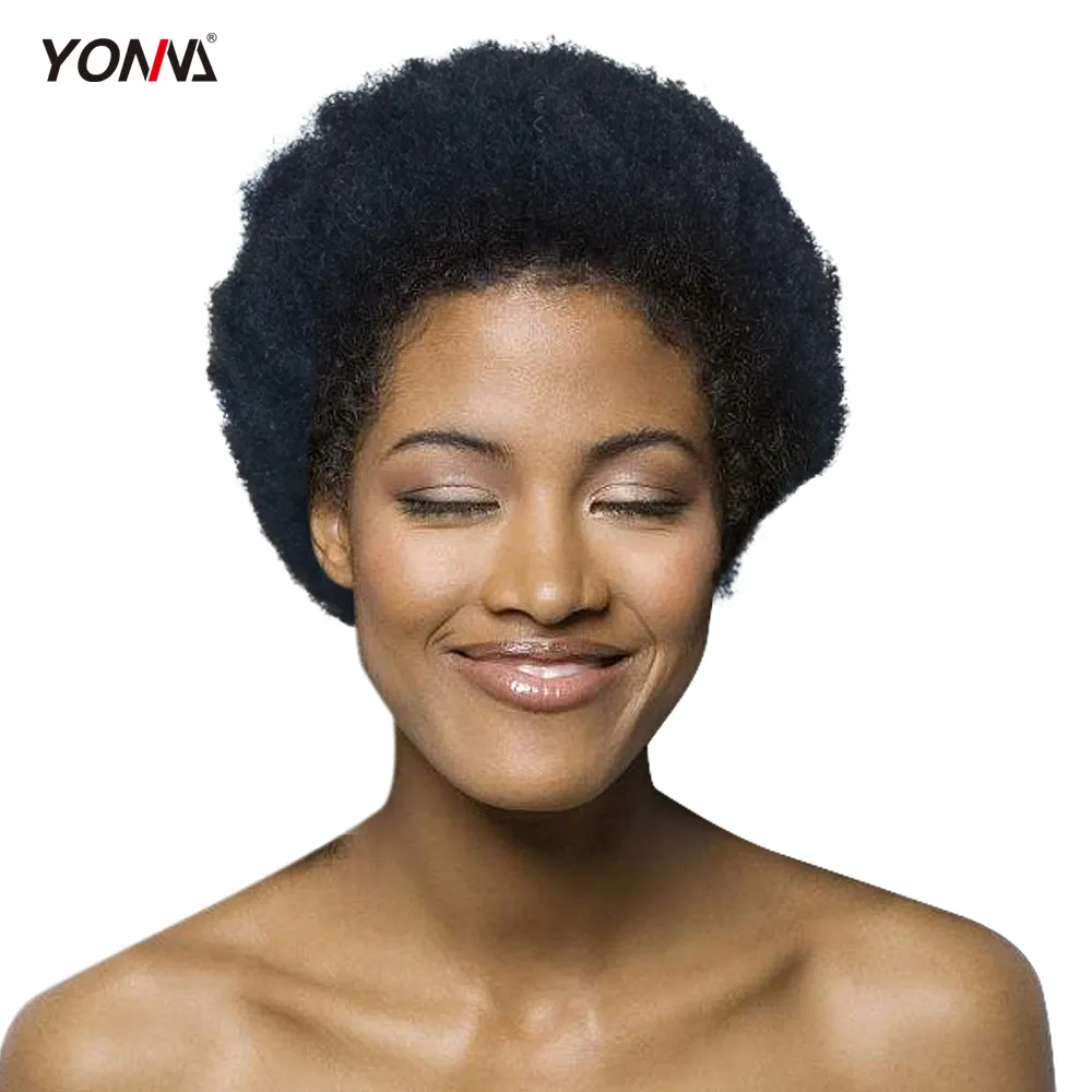 YONNA, оптовые продажи, фабричные 4C афро кудрявые короткие человеческие волосы, hd кружевные парики для черных женщин