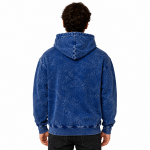 Sweat à capuche brodé personnalisé pour homme, style rétro délavé, coupe oversize, en coton épais, style urbain vintage, pull décontracté, vente en gros - Product Image 3