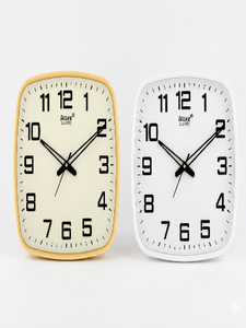 Large Display <b>Square</b> Wall Clock – Quartz Movement Non-Ticking <b>Battery</b> Operated Clock – Ivory & White Options - Product Image 2