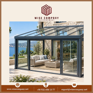Pérgola de Techo de Vidrio y Aluminio Negro de Alta Calidad, Transpirable, Resistente a la Intemperie, con Marco Rectangular para Jardín, Balcón o Terraza de Villa - Product Image 3