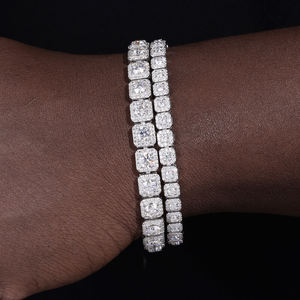 fine jewelry 6mm 8mm white gold sterling silver 925 vvs moissanite diamond <b>iced</b> <b>out</b> square hola tennis <b>chain</b> bracelet men women - Product Image 4