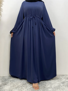 Abaya Ramadan Modeste Simple Droite en Mousseline pour Femme - Taille Naturelle Longueur Ras du Sol 100% Coton Écologique Respirant Musulman - Product Image 2