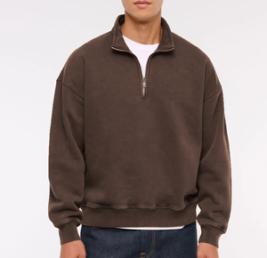 Sudadera de forro polar con cremallera de un cuarto, estilo boxy, con puños acanalados, fabricante de ropa personalizada con cremallera de un cuarto - Product Image 1