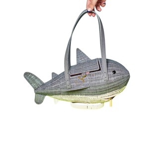 Cesta de Almacenamiento Premium de Ratán con Forma de Ballena, Hecha a Mano, Gris, con Diseño de Animal Marino, Bolso de Mimbre y Organizador de Artículos Divertidos - Product Image 2