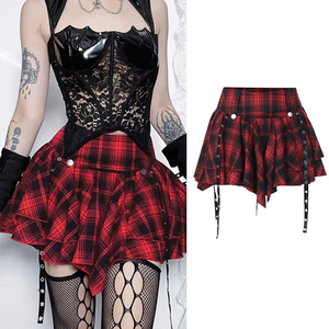 Minifalda Negra Gótica Plisada de Primera Calidad para Mujer con Estilo Alternativo Oscuro, Venta al por Mayor, Exportación, Comercio, Stock - Product Image 3