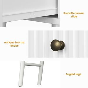 Toeletta Bianca Scanalata con Specchio LED Illuminato e Cassetti, 3 Colori di Illuminazione, Controllo Touch, Tavolo da Trucco per Camera da Letto - Product Image 6