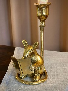 Brass Mouse Candlestick Holder Reading <b>Book</b> Home Decoration Durable Fancy Design candle stand Durable home decoration - Product Image 6