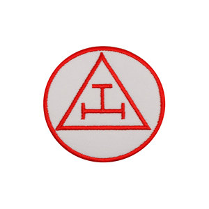Red Custom Embroidered Royal Arch Patch for Freemasons-Triple Tau Symbolism Iron-On Apparel & Hat Patches - Product Image 1