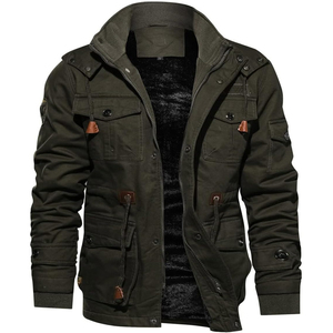 Veste d'extérieur polyvalente style militaire, col montant, design fonctionnel avec rangement frontal, tenue décontractée et robuste - Product Image 3