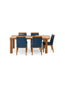 Silla de Comedor Moderna de Tela Azul con Patas de Madera Sólida y Resistentes, Diseño Escandinavo, Mueble para el Hogar Estable - Product Image 2