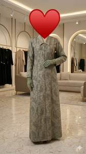 Magnifique Abaya Burqa longue et droite, imprimée, à fermeture frontale, pour usage quotidien, couleur noire, avec foulard islamique importé - Product Image 4