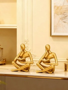 Modern Gold Plated Abstract Female Figurine Sculpture Reading <b>Book</b> Tabletop <b>Decor</b> for Living Room Office - Product Image 5