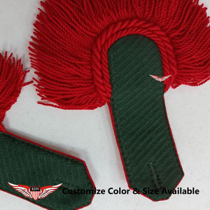 KEW Épaulette de luxe personnalisable, écologique, vintage, brodée, en tissu vert avec pompon rouge, accessoire d'uniforme pour défilé - Product Image 2