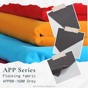 Tissu en polyester floqué de haute qualité, personnalisable, tissé en rayonne, dos APP, 54 pouces, APP80-1600, gris - Product Image 2