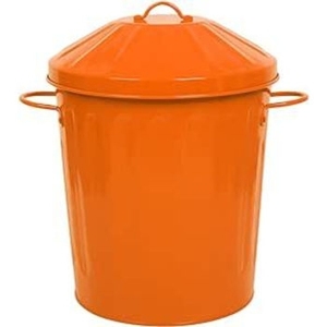 Premium Lime Green Metal Trash Can with Lid and Handles Durable Round Iron Waste <b>Bin</b> for Kitchen Outdoor Garden Garbage Bucket - Product Image 4