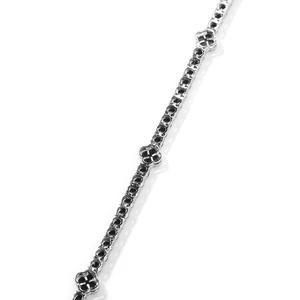 Classic 925 Silver Tennis Bracelet With Round Brilliant Cut Black Diamonds Prong Set Unisex Everyday Wear - Product Image 2